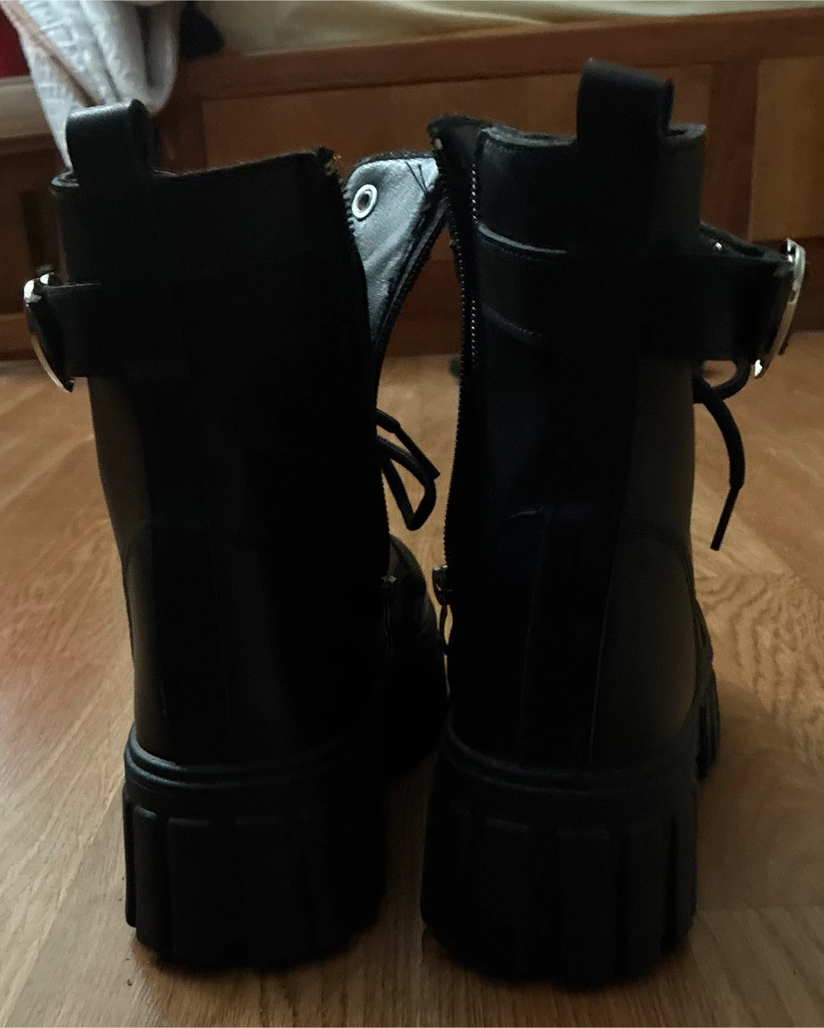 Black Goth Heart Buckle Detail Combat Boots - photo 4