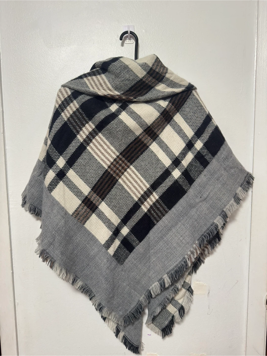 Plaid Blanket Poncho with Toggle - photo 2