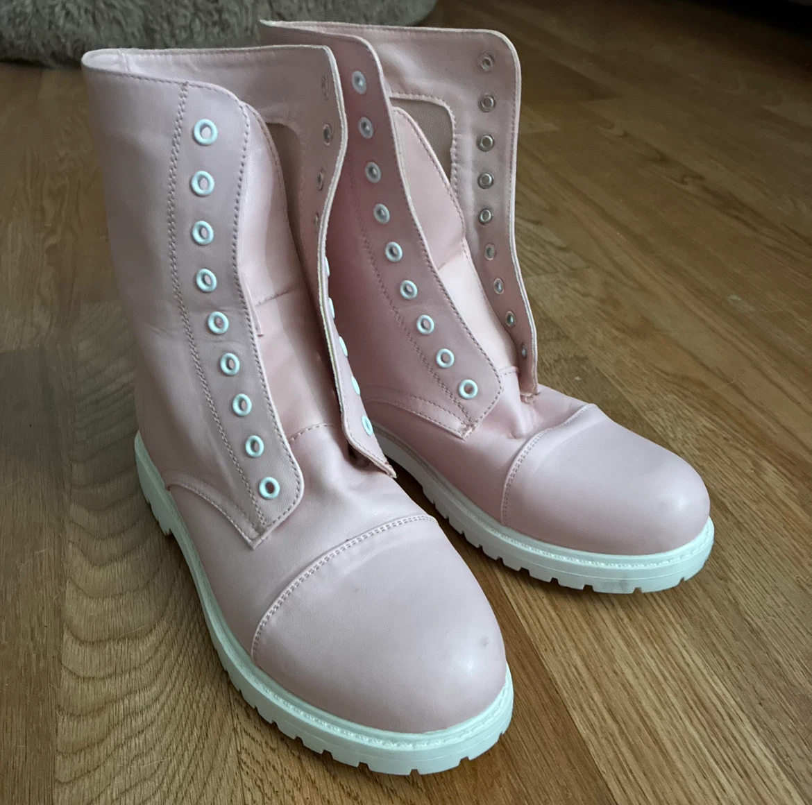 Pink Lace-Up Boots Size 8W - photo 2