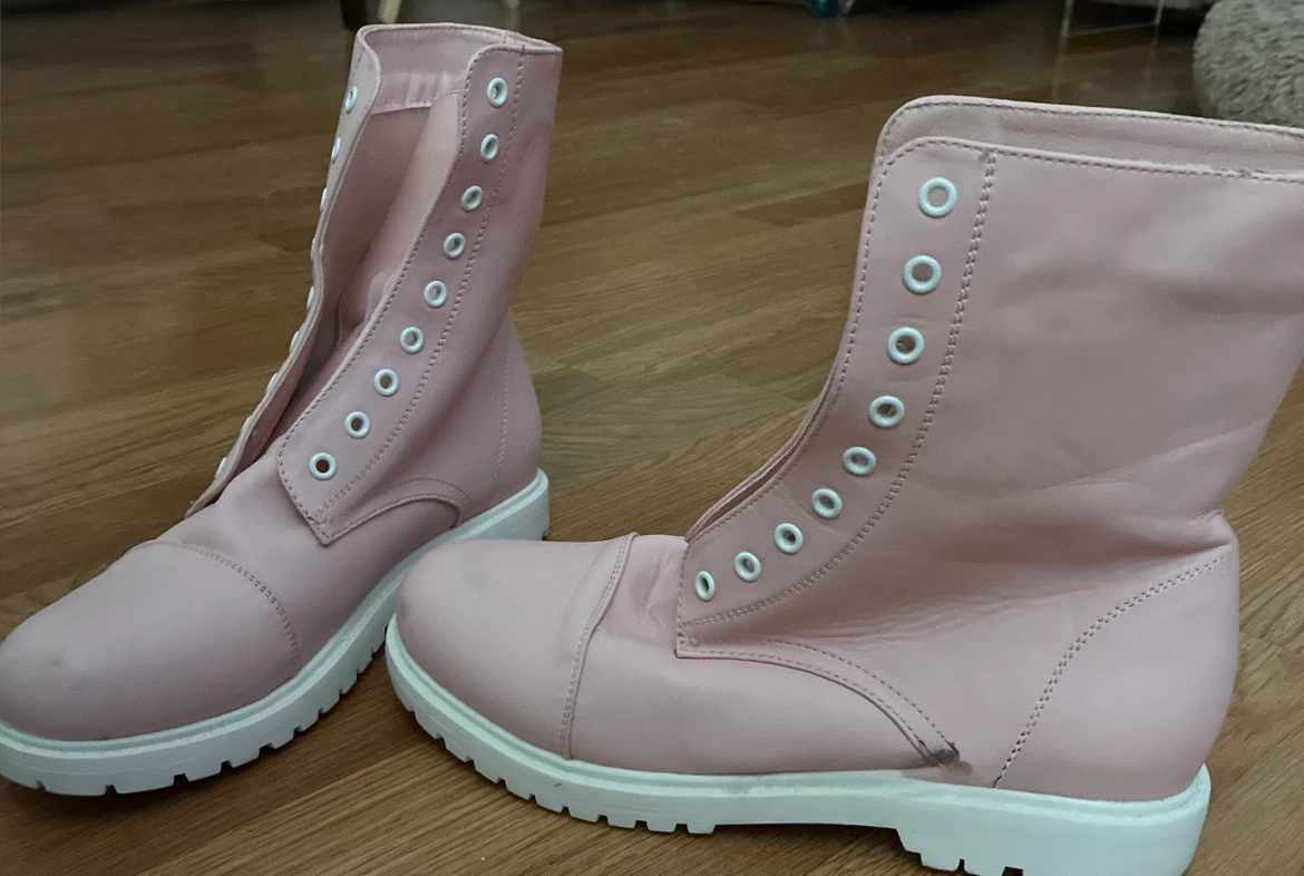 Pink Lace-Up Boots Size 8W - photo 3
