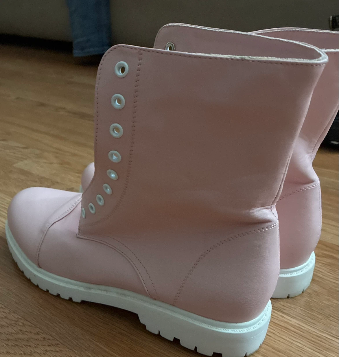 Pink Lace-Up Boots Size 8W - photo 4