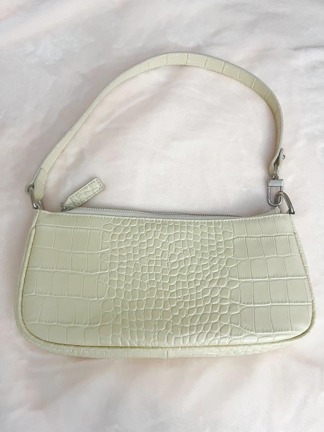 by FAR Cream Croc-Embossed Shoulder Bag