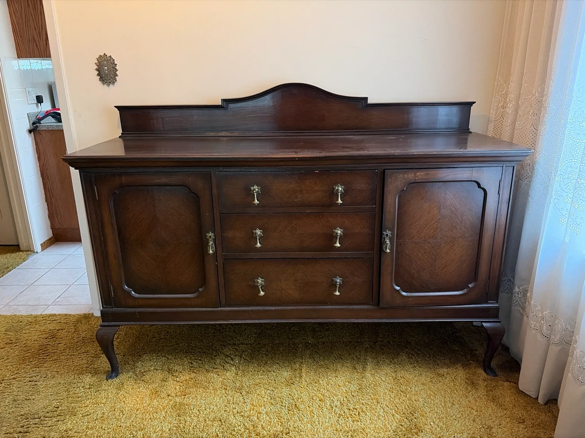 Vintage Dark Wood Sideboard Buffet - photo 2