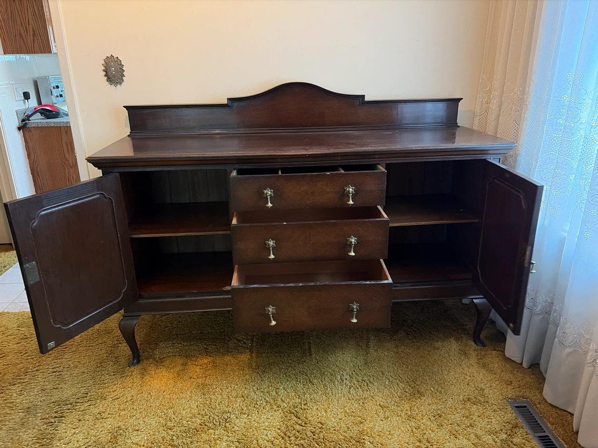 Vintage Dark Wood Sideboard Buffet - photo 3