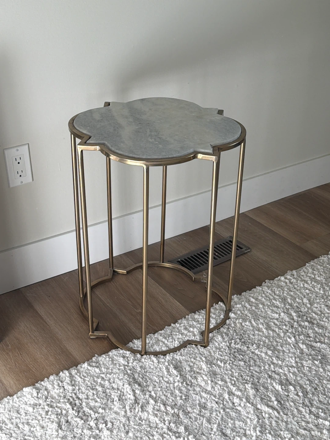 Quatrefoil Side Table with Marble Top