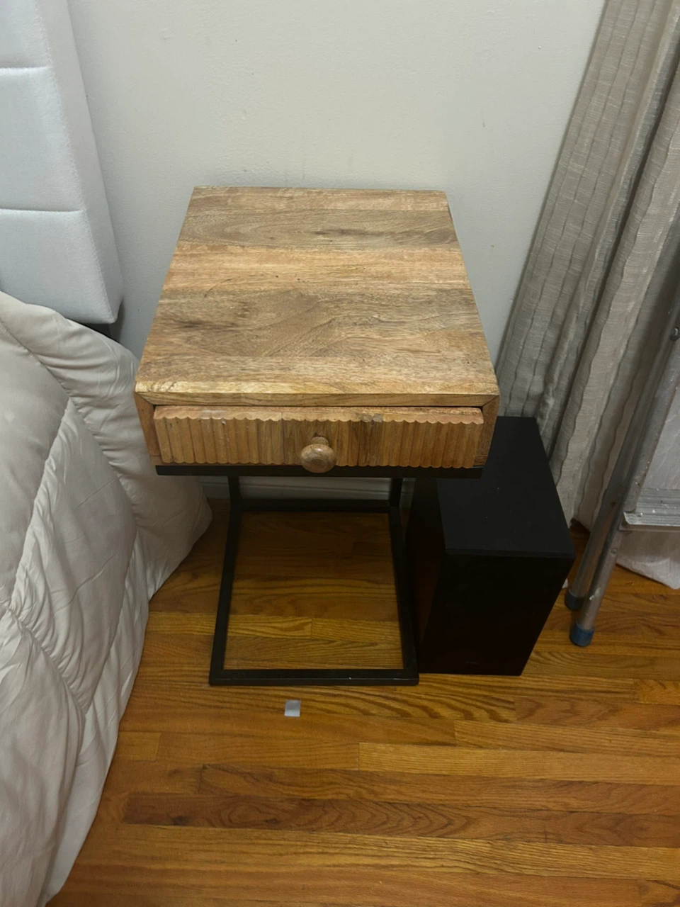 Wood and Metal Bedside Table