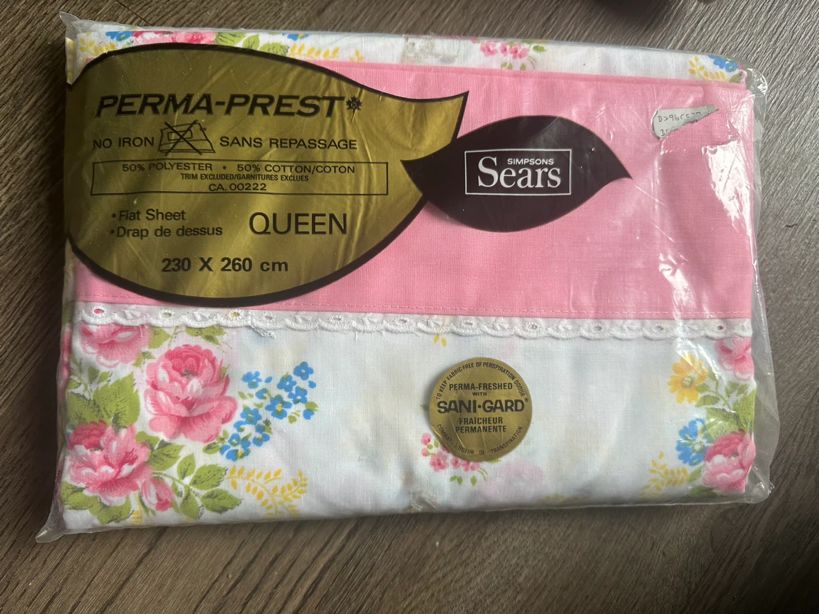 Simpsons Sears Queen Flat Sheet Floral