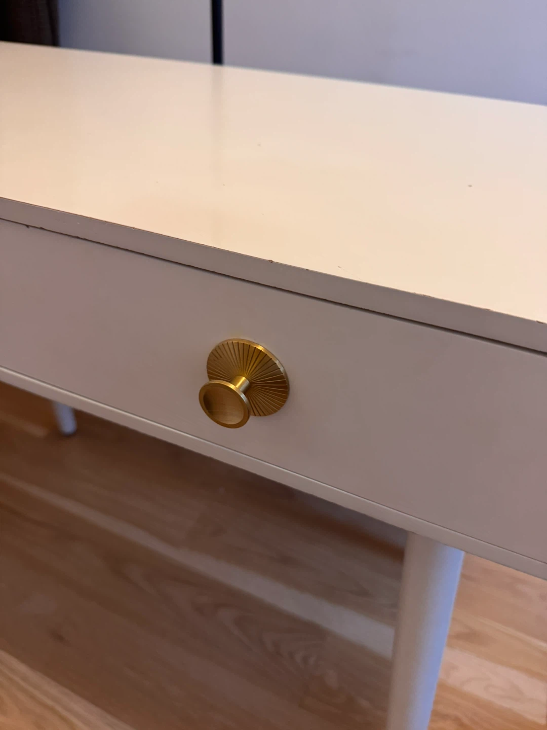 White Vanity Desk with Gold Accents - photo 2