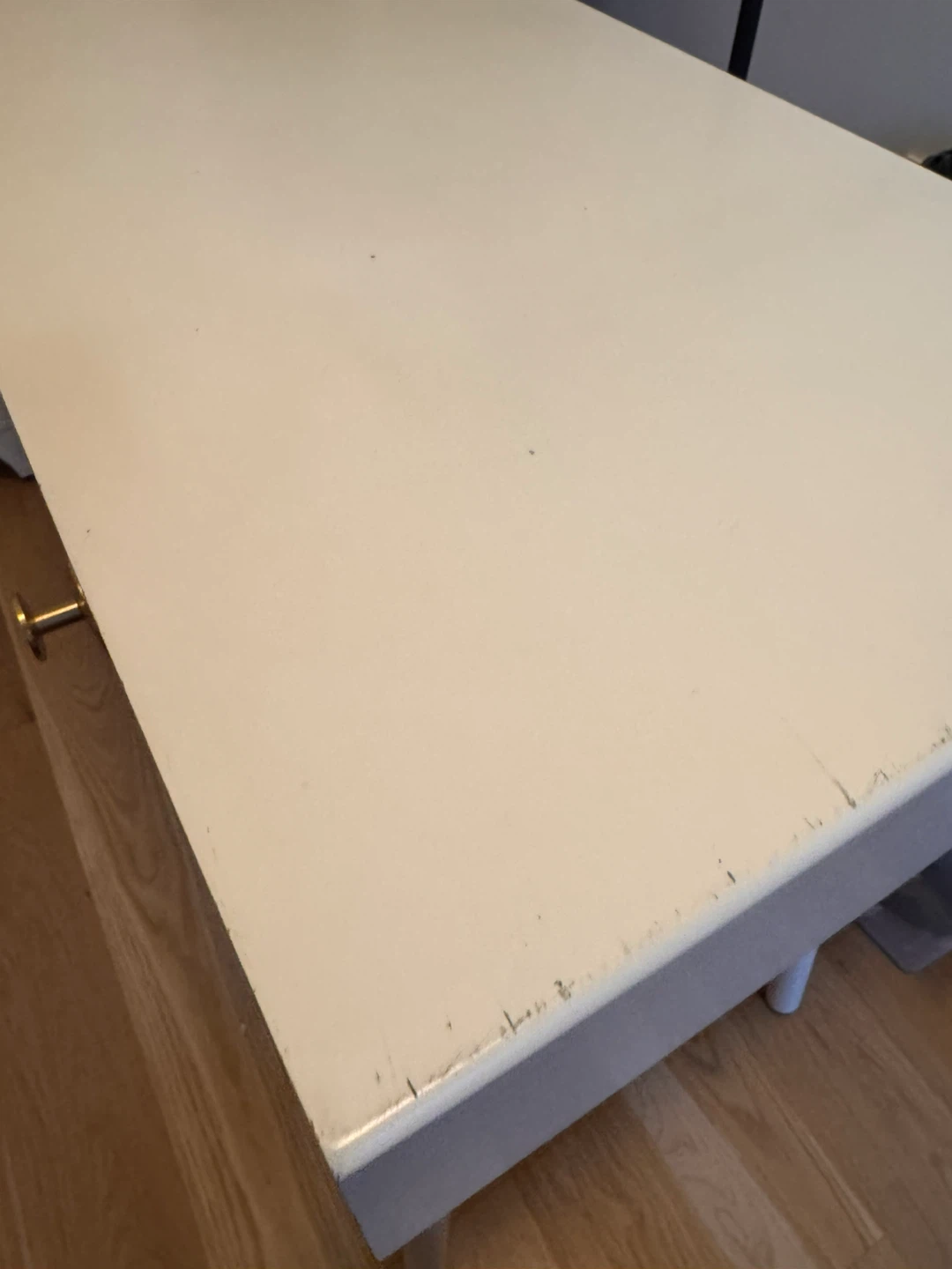 White Vanity Desk with Gold Accents - photo 3