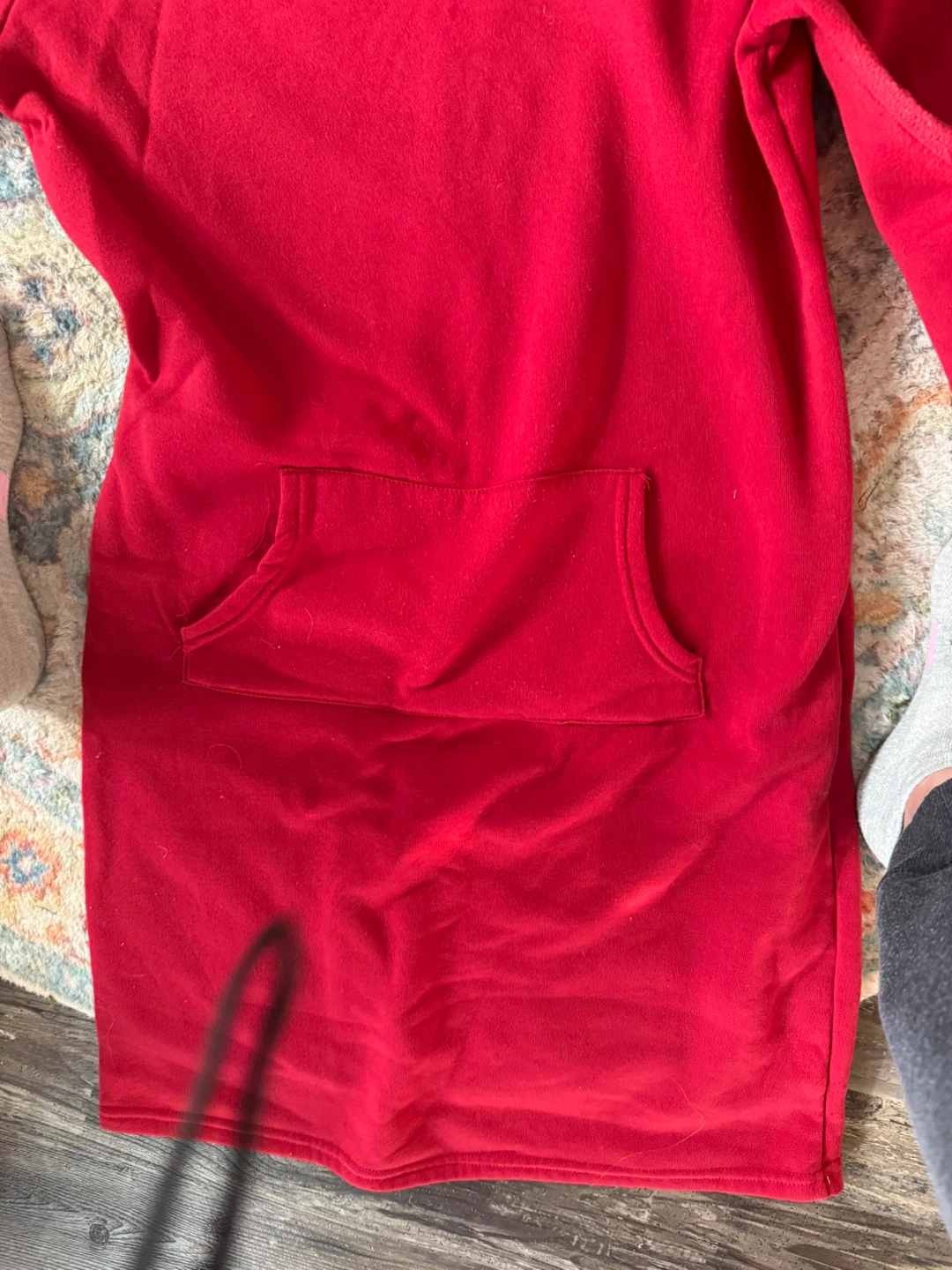 Red hooded sweatshirt mini dress - photo 3
