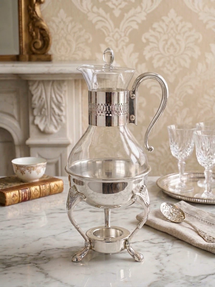 Vintage Glass Beverage Warmer with Stand