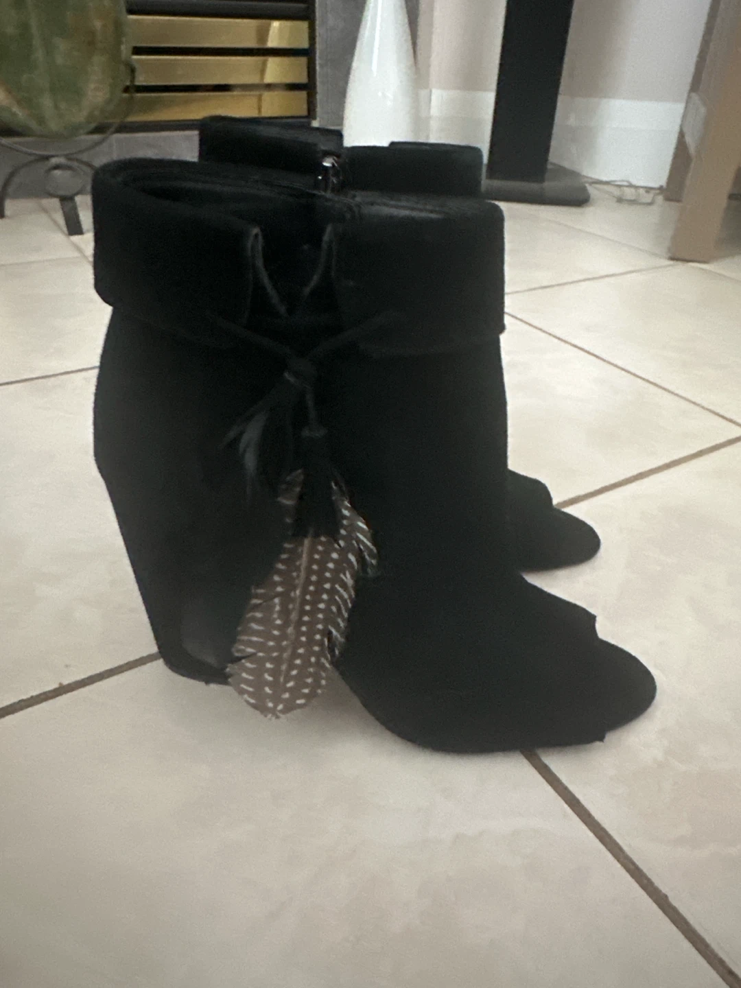 Jessica Simpson black suede peep-toe ankle boots