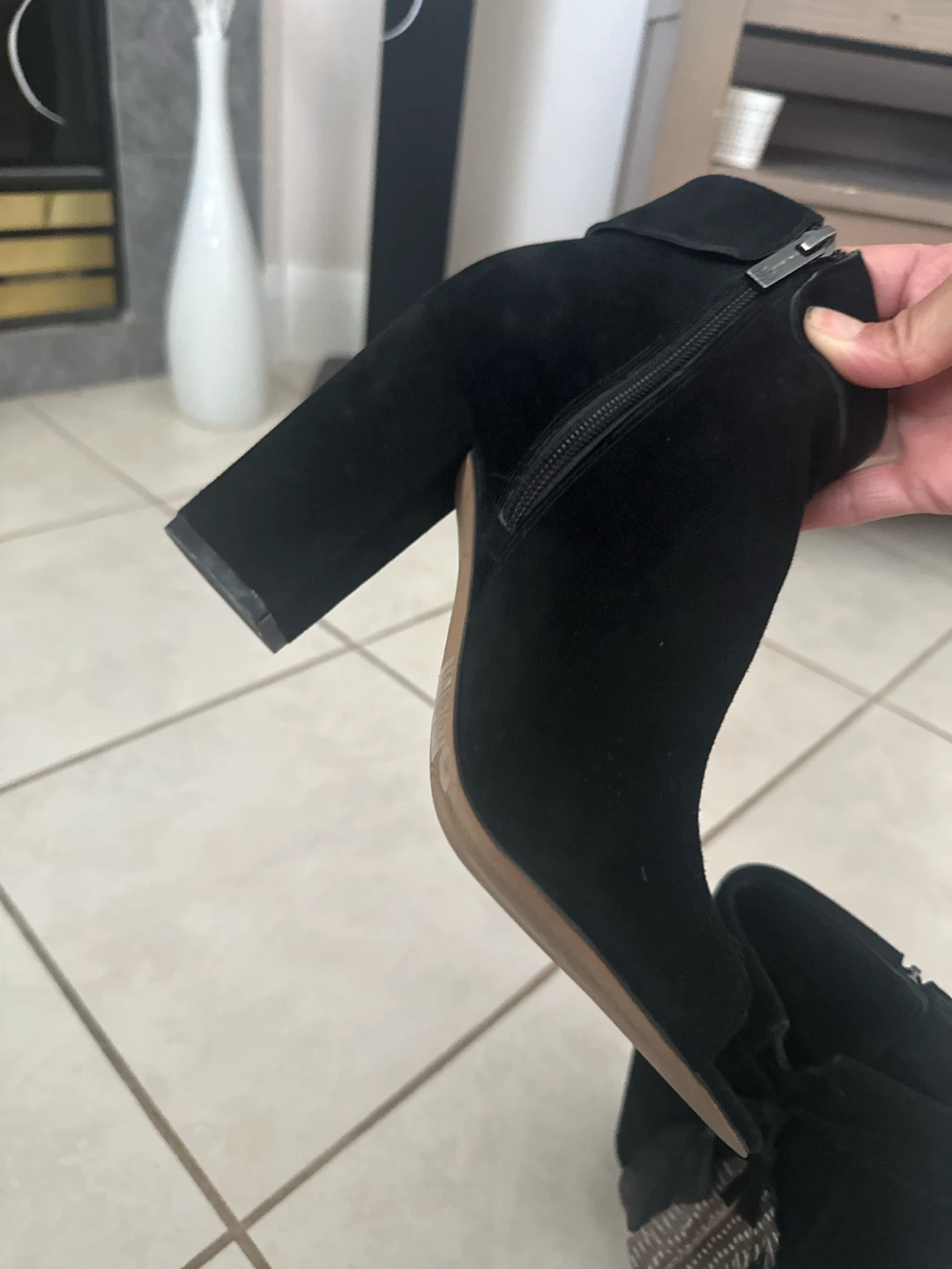 Jessica Simpson black suede peep-toe ankle boots - photo 3