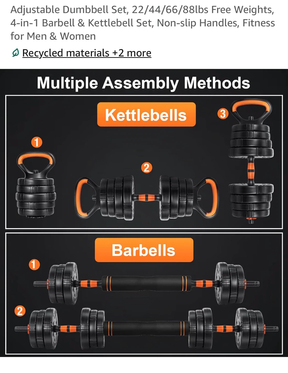 EDOSTORY 4-in-1 Adjustable Dumbbell Set