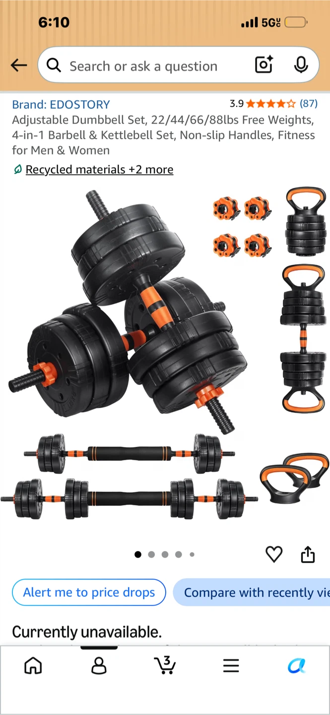 EDOSTORY 4-in-1 Adjustable Dumbbell Set - photo 2