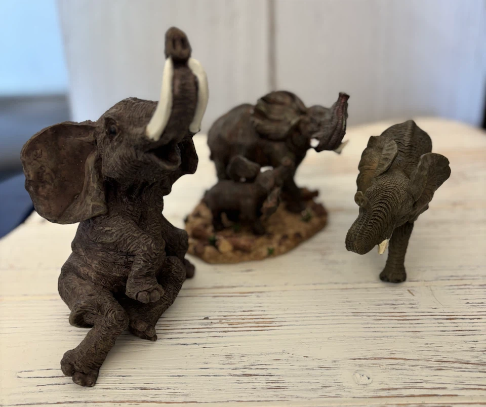Set of Three Elephant Figurines