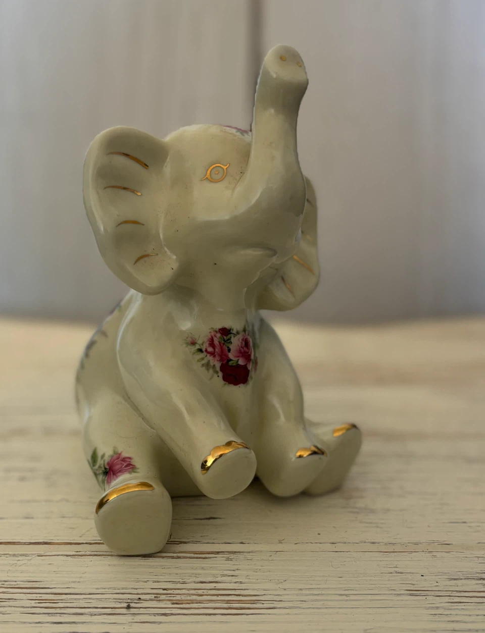 Porcelain Floral Elephant Figurine