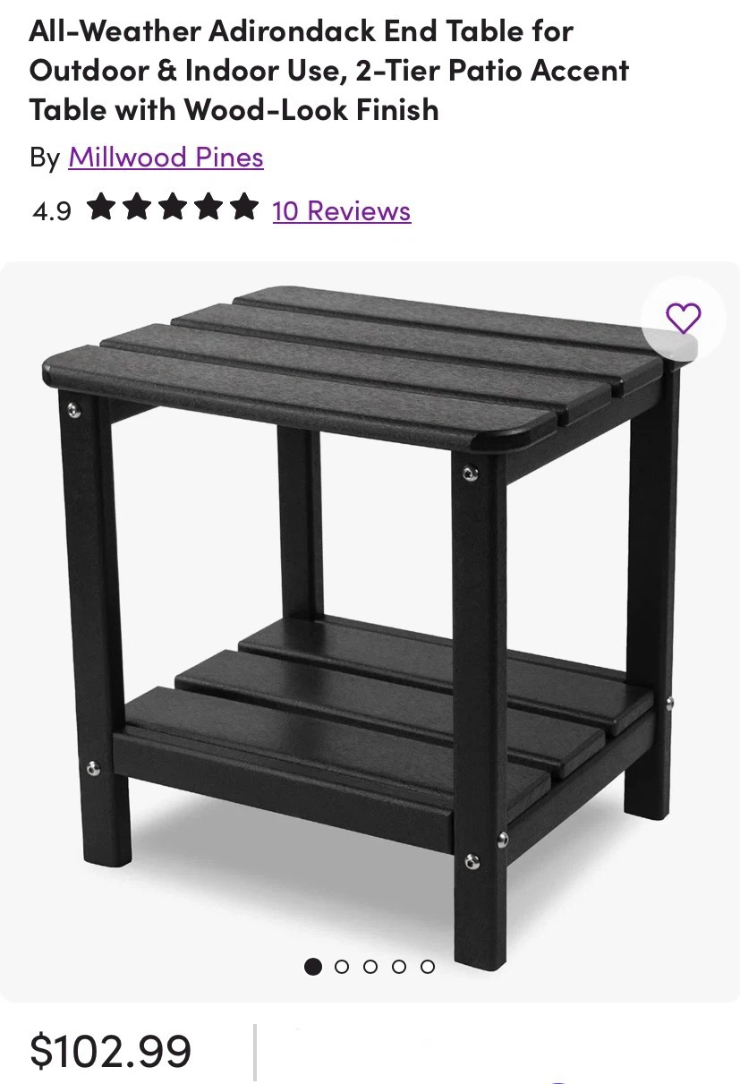 New All-Weather Adirondack End Table Black