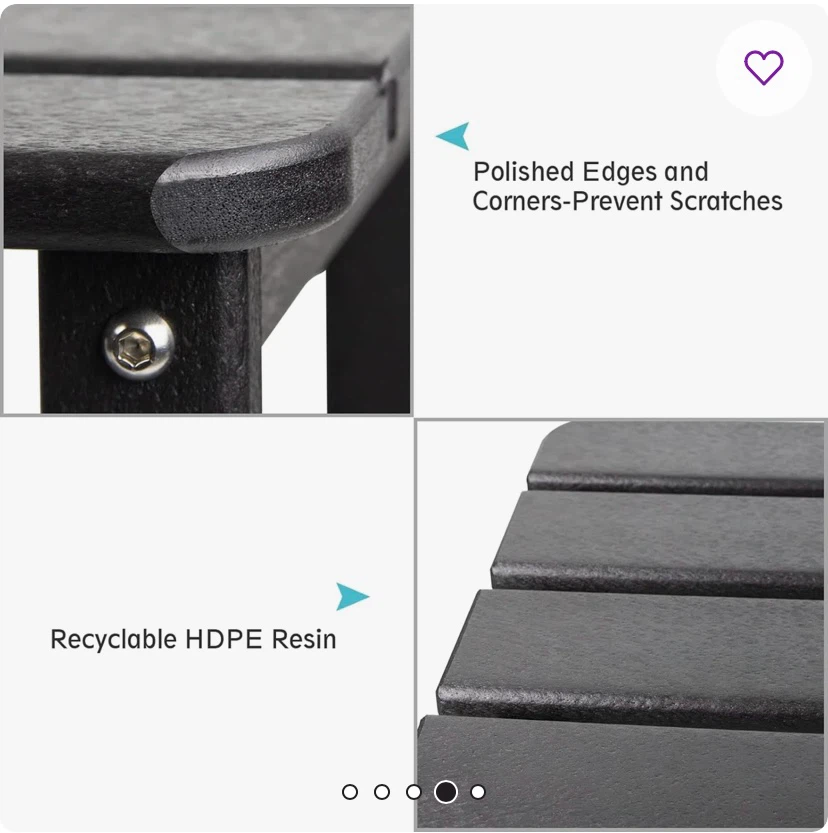 New All-Weather Adirondack End Table Black - photo 4