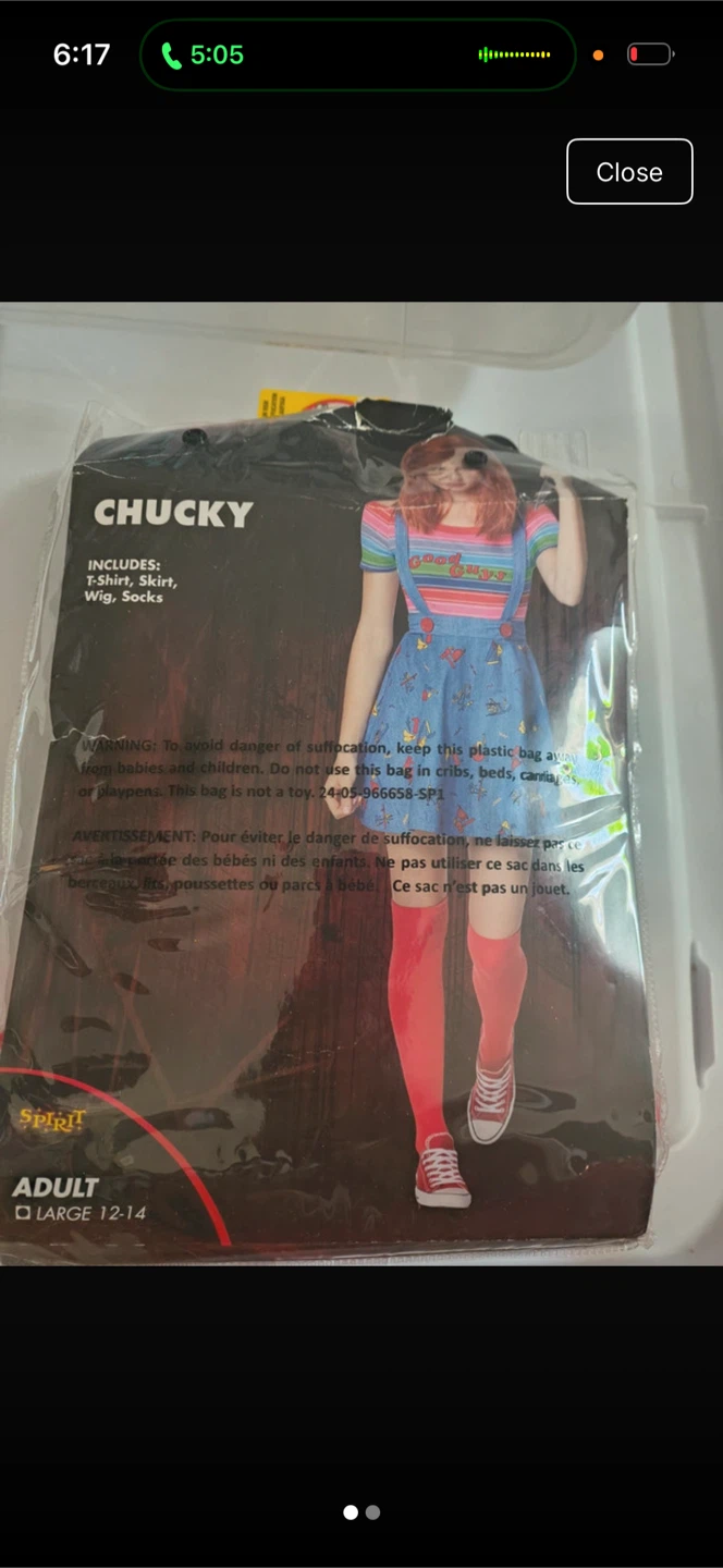 Spirit Halloween Chucky Costume Adult Size Large
