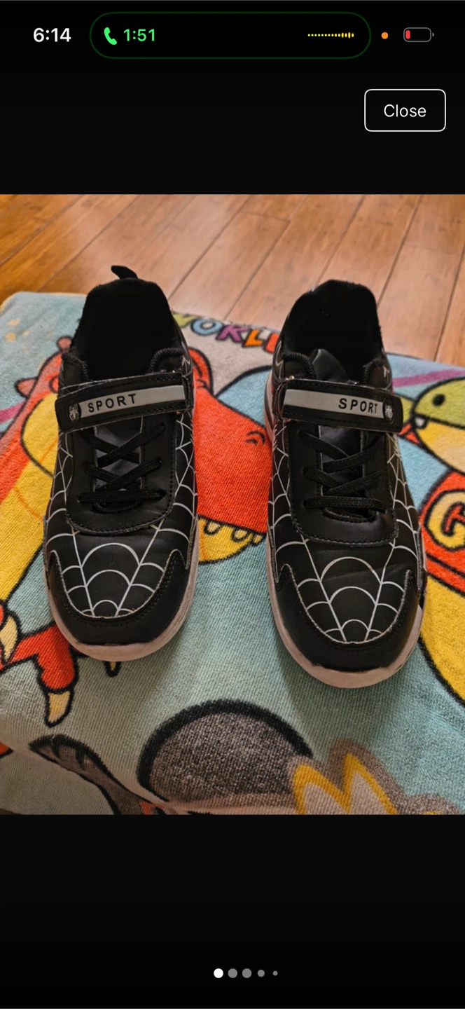 Boys Black Spider Web Sneakers