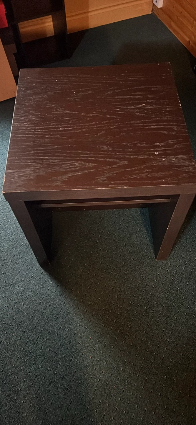 Dark Brown Side Table with Shelf