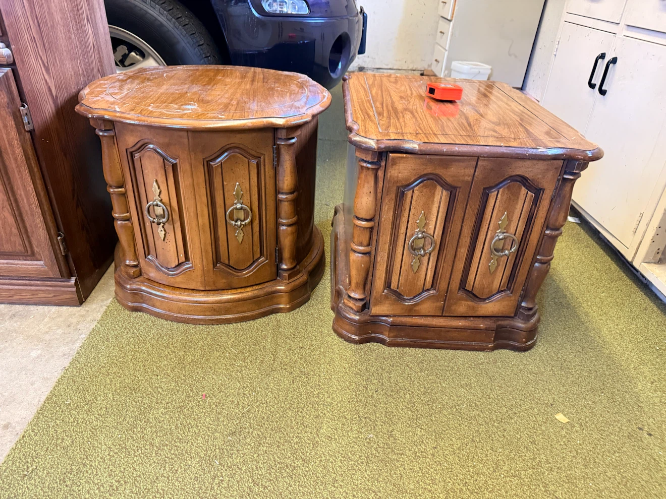 Set of Two Vintage Wood Side Tables