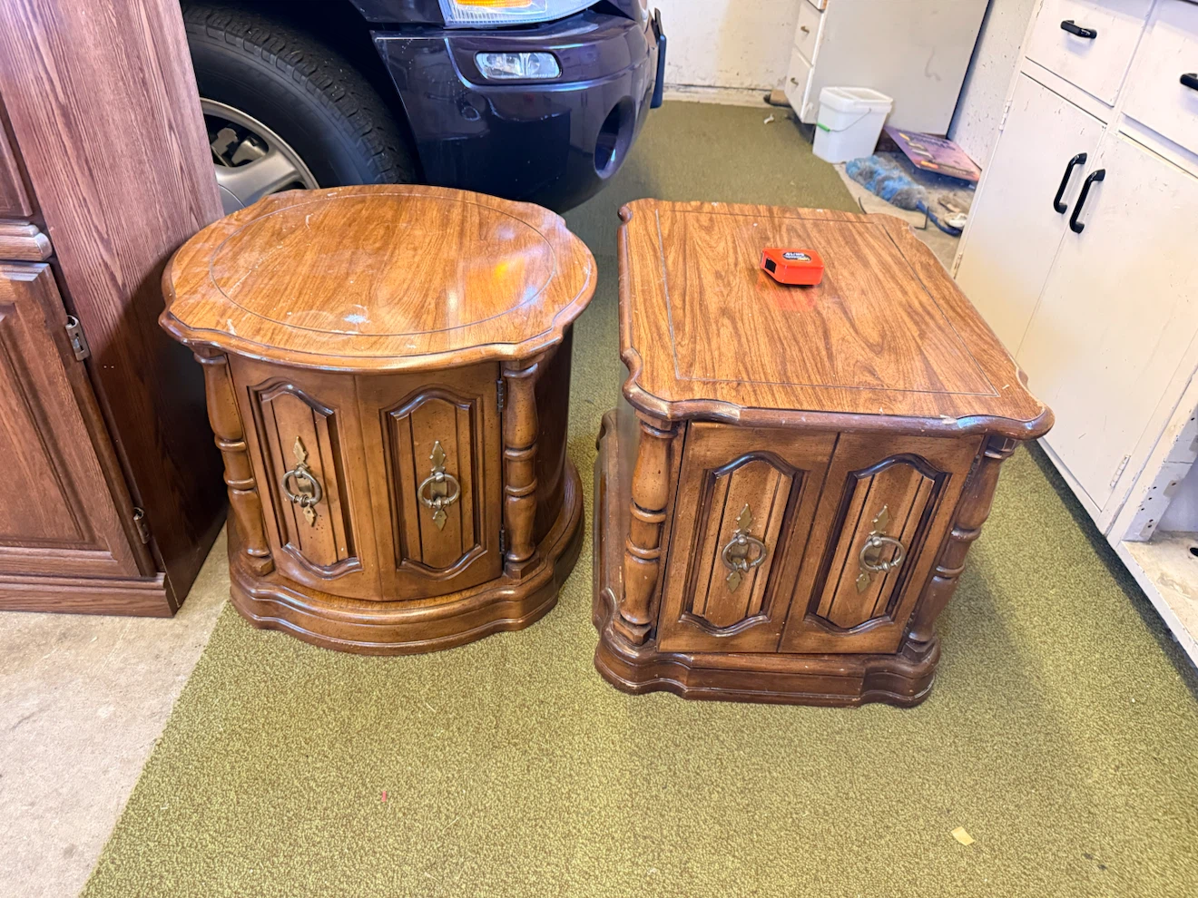 Set of Two Vintage Wood Side Tables - photo 2
