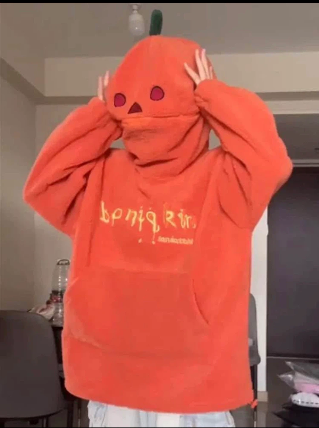 Halloween Orange Pumpkin Fleece Hoodie