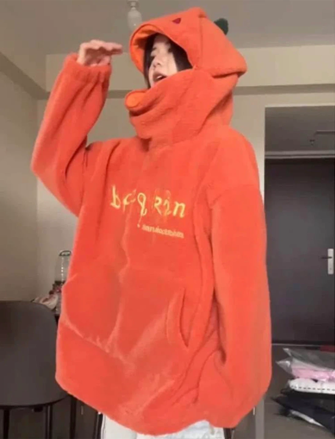 Halloween Orange Pumpkin Fleece Hoodie - photo 2