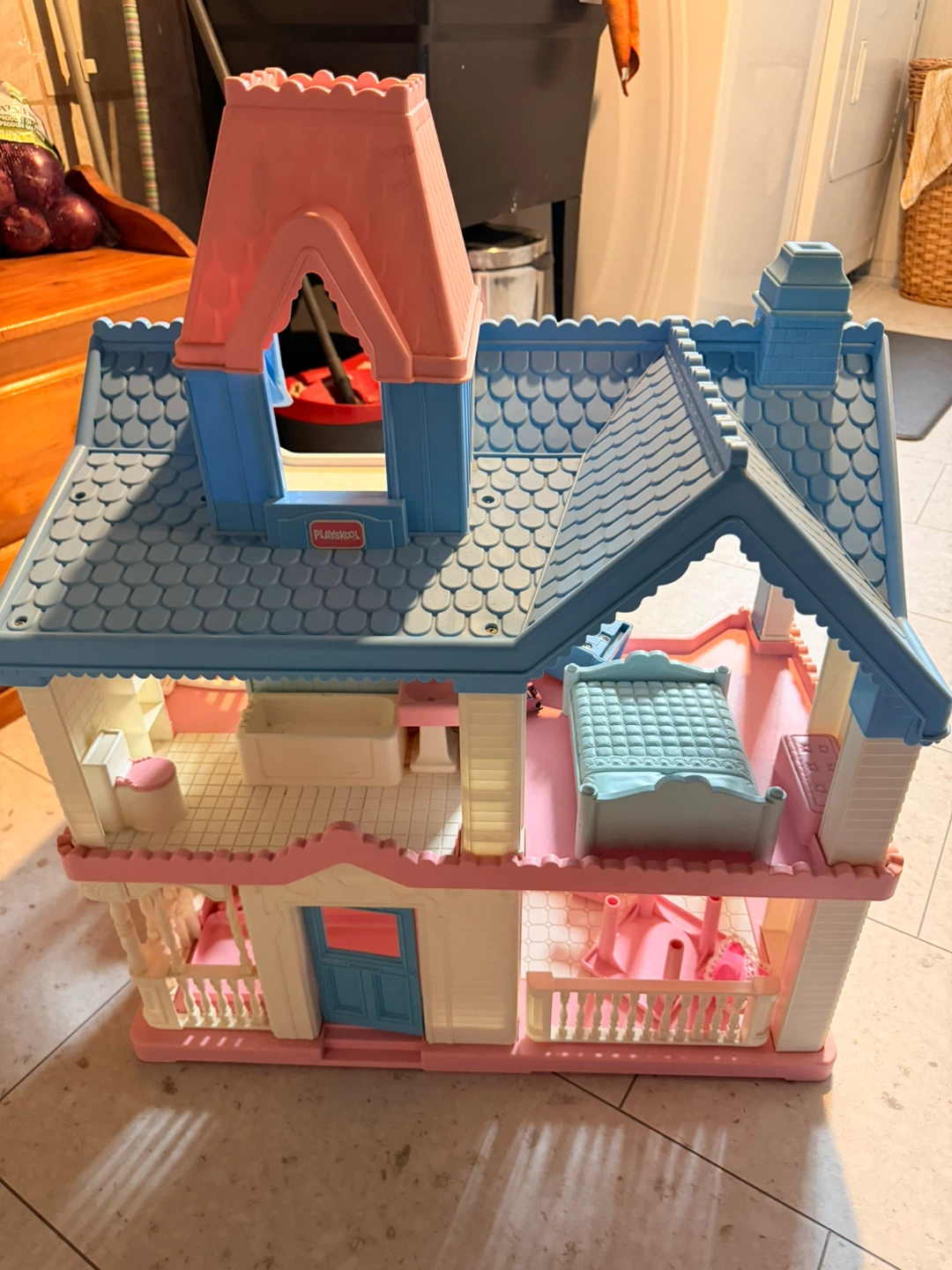 Vintage 1991 Playskool Victorian Dollhouse & Accessories
