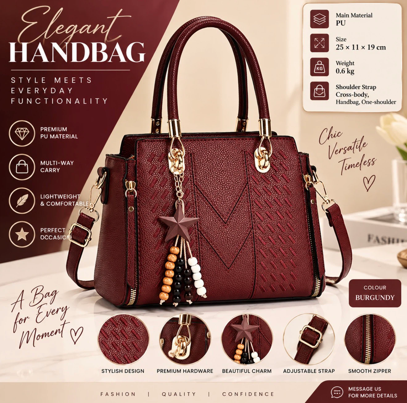 Elegant Handbag with Charm
