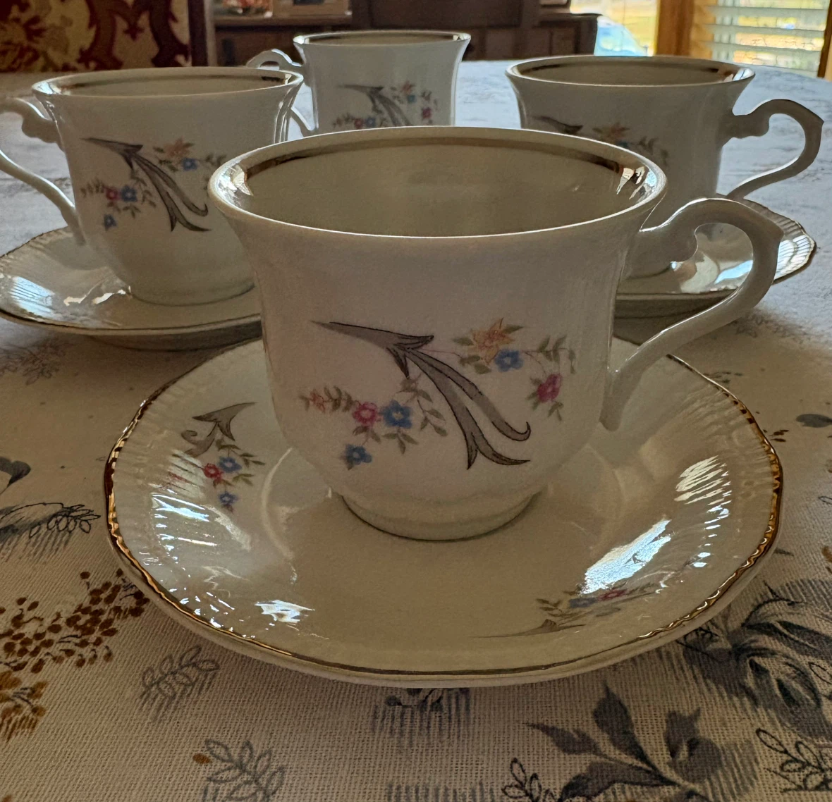 Walbrzych Poland Floral Teacup and Saucer Set