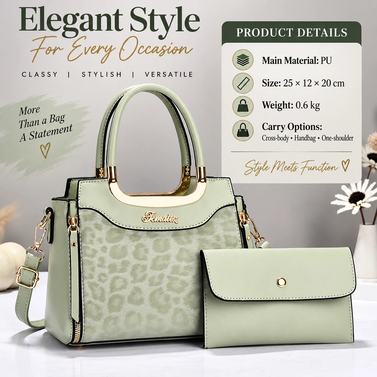 Tematex Handbag and Wallet Set