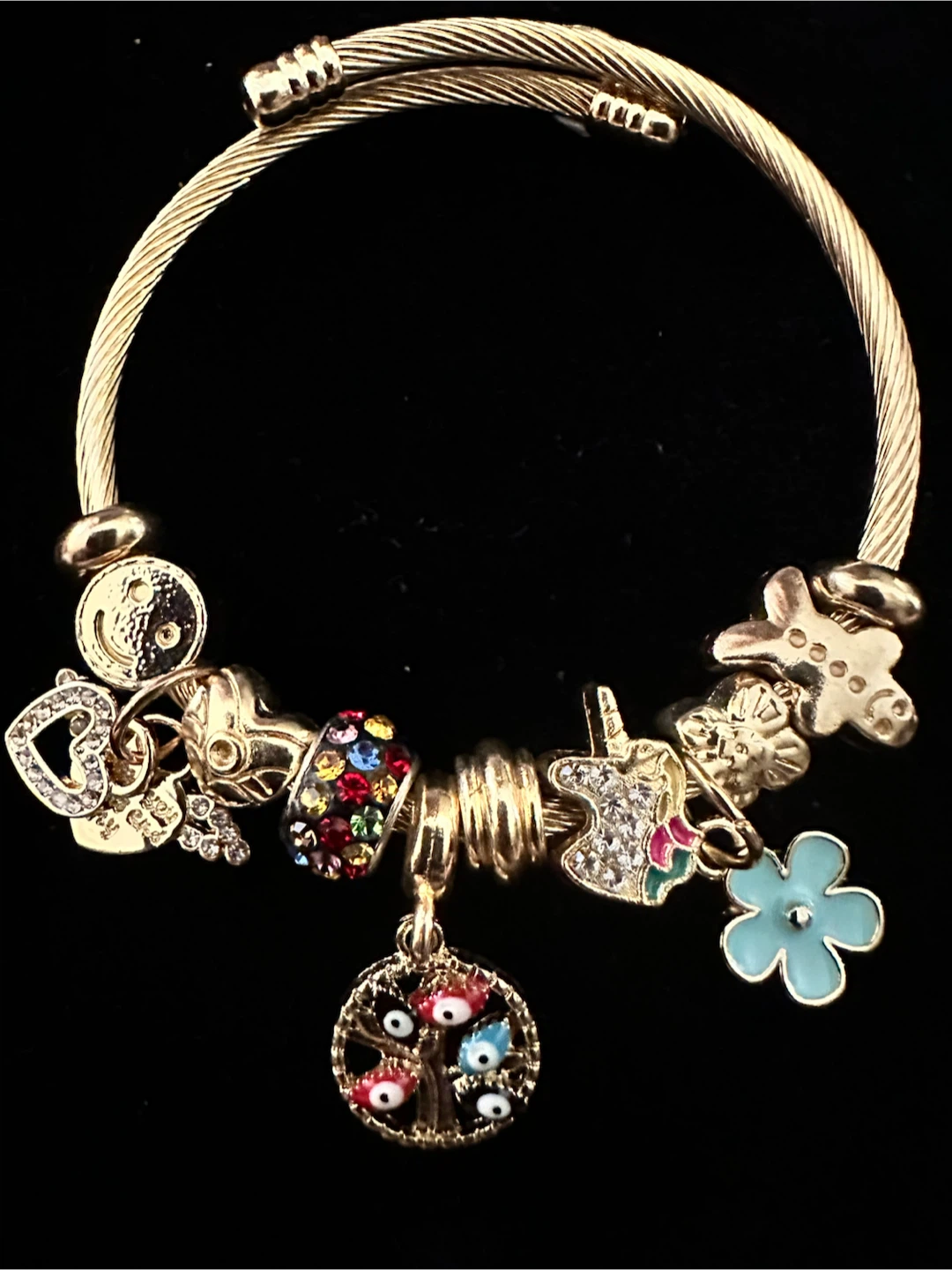 Gold-Tone Charm Bracelet with Multi-Colored Accents - photo 2