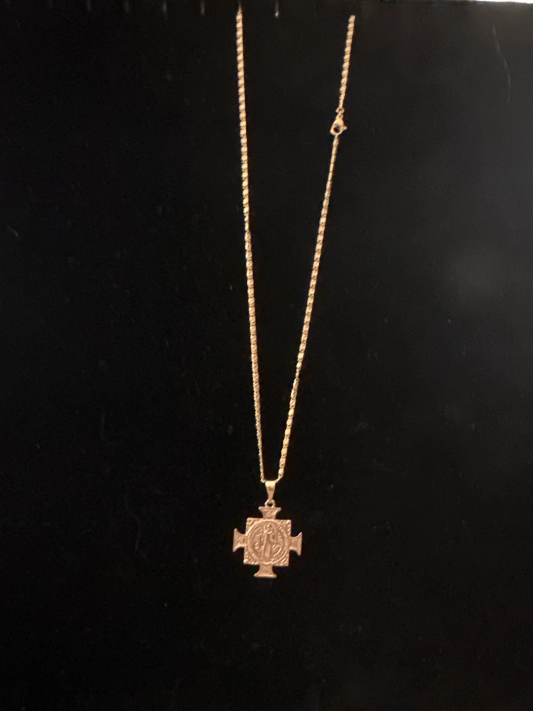 14k Rose Gold-laminated St. Benedict Cross Necklace