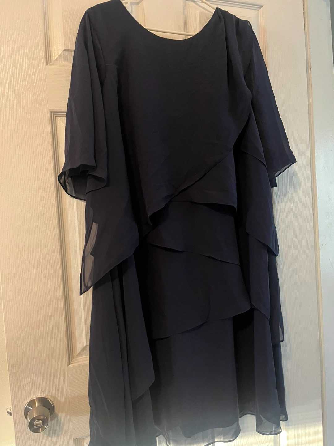 Navy Blue Layered Chiffon Dress