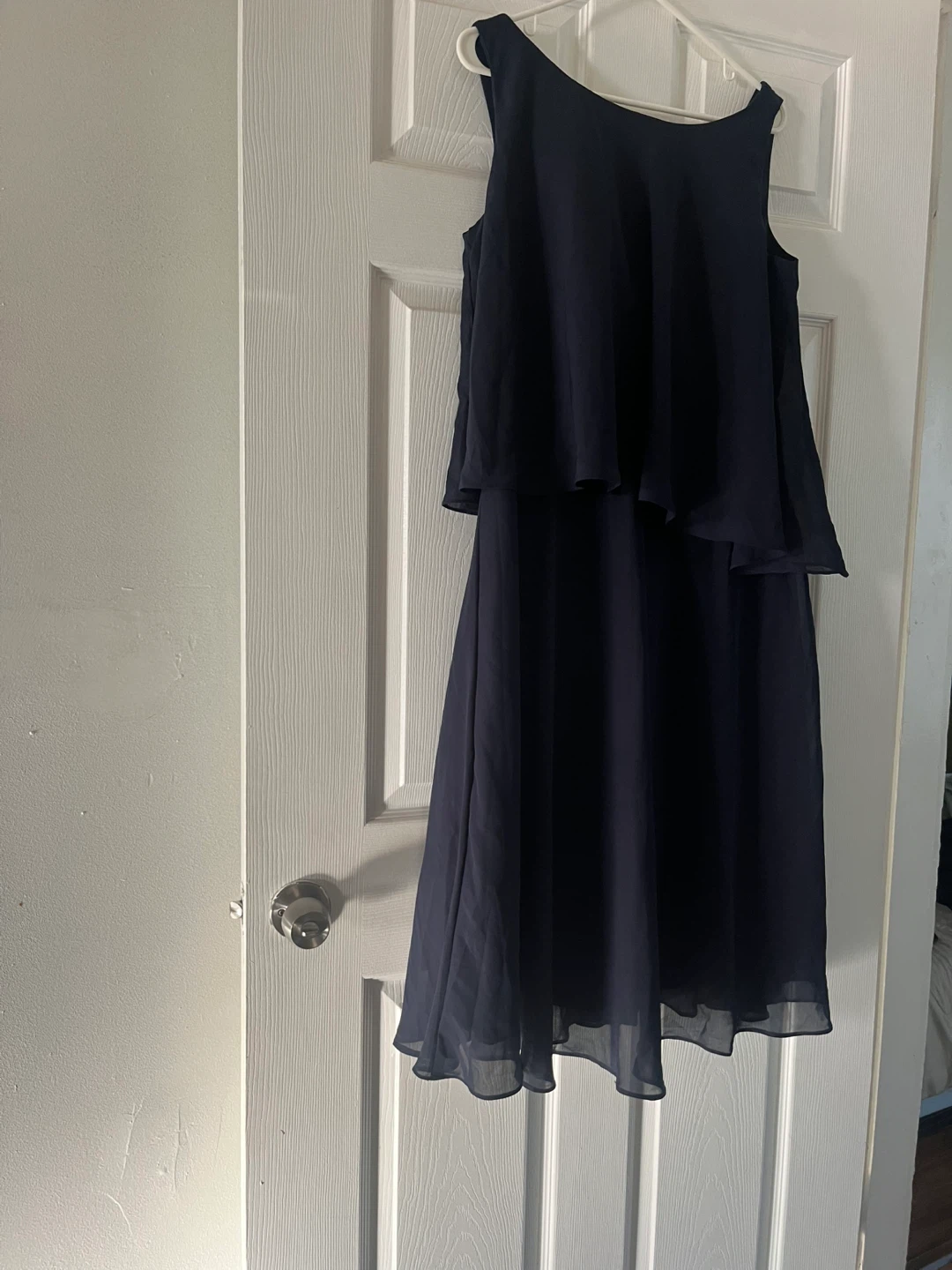 Navy Blue Sleeveless Chiffon Dress