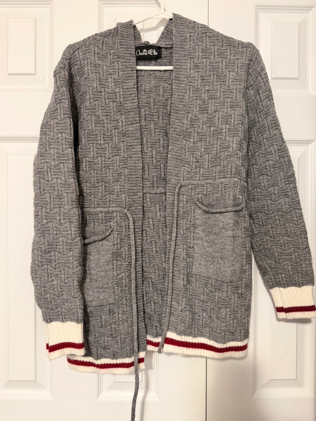 Cherie Blis Grey Knit Hooded Cardigan medium