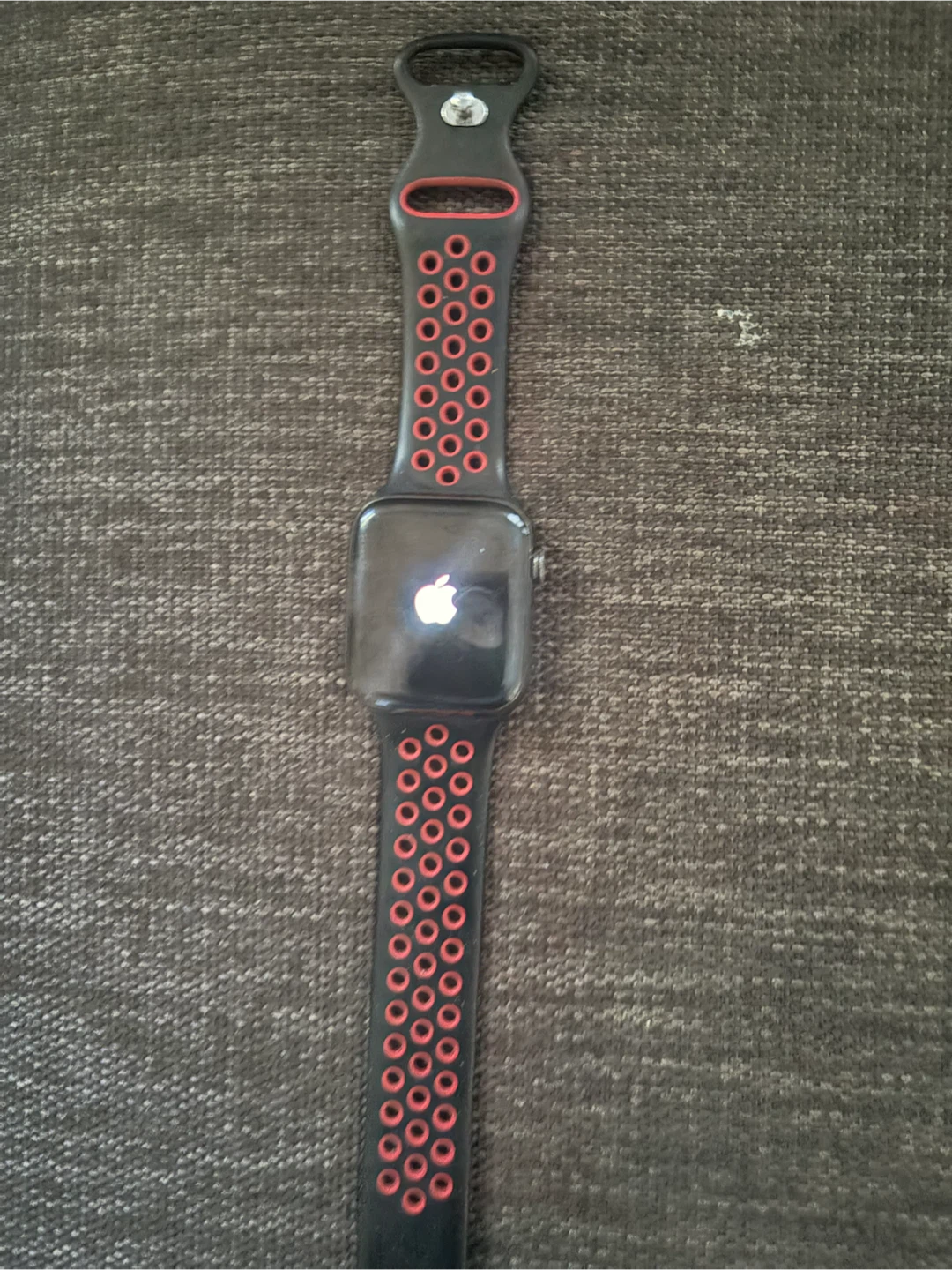 Apple Watch with Black and Red Sport Band