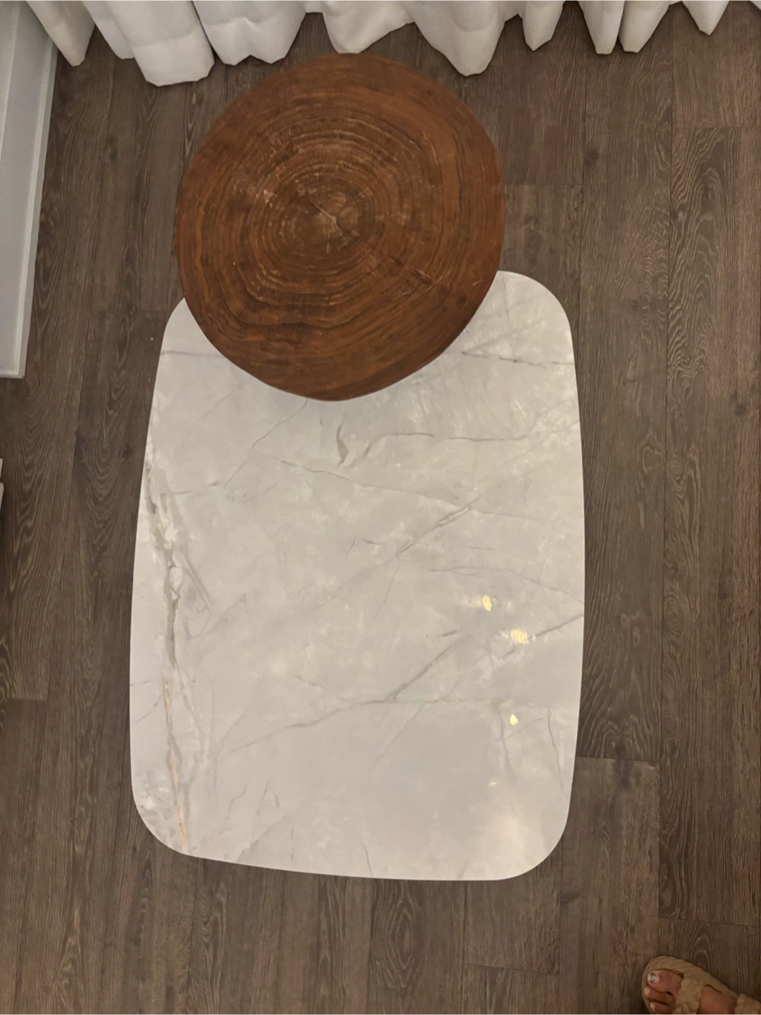 Two-tier Marble and Wood Coffee Table - photo 2