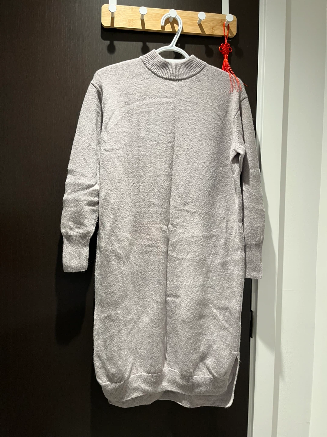 XS Light Purple 100% Wool Knit Sweater Dress