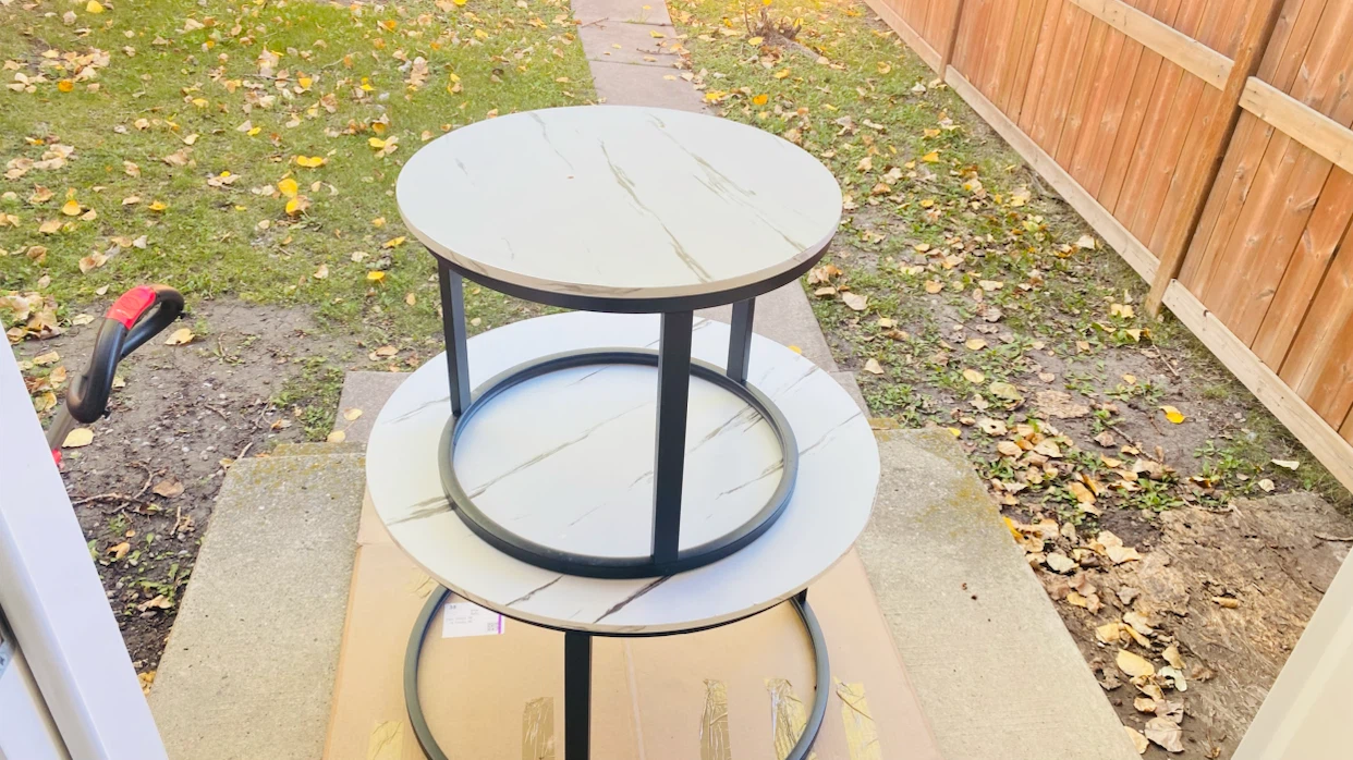 Nesting Coffee Tables - White Marble Look - photo 3