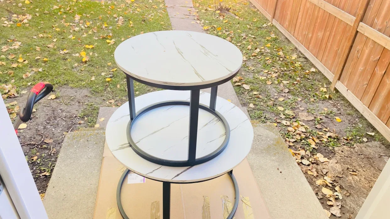 Nesting Coffee Tables - White Marble Look - photo 3
