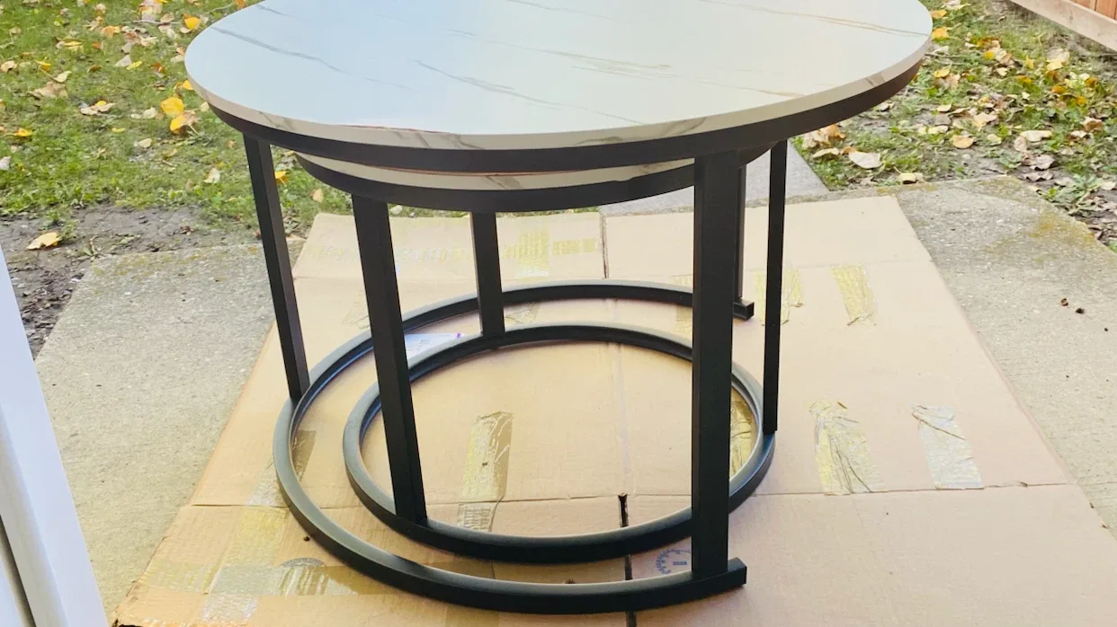 Nesting Coffee Tables - White Marble Look - photo 5