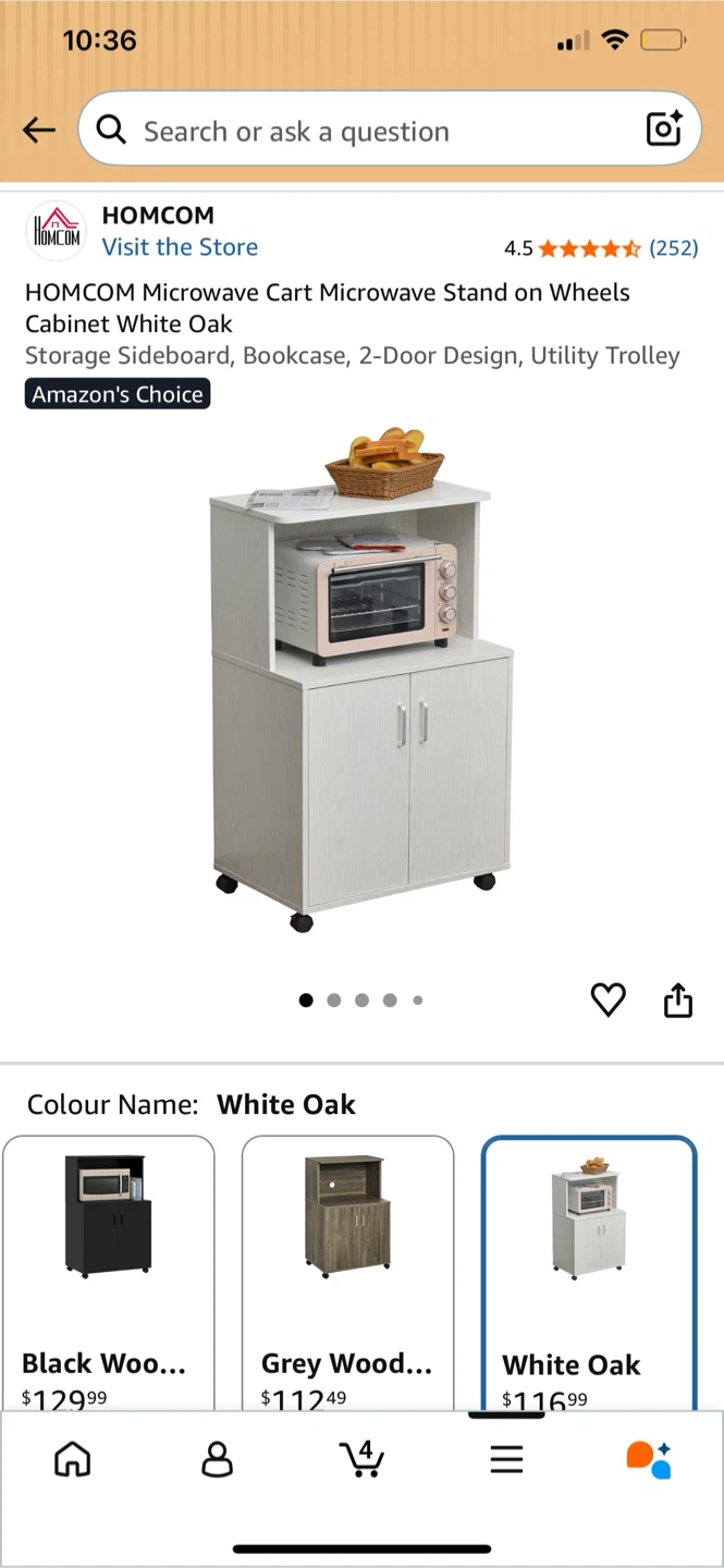 HOMCOM White Oak Microwave Cart