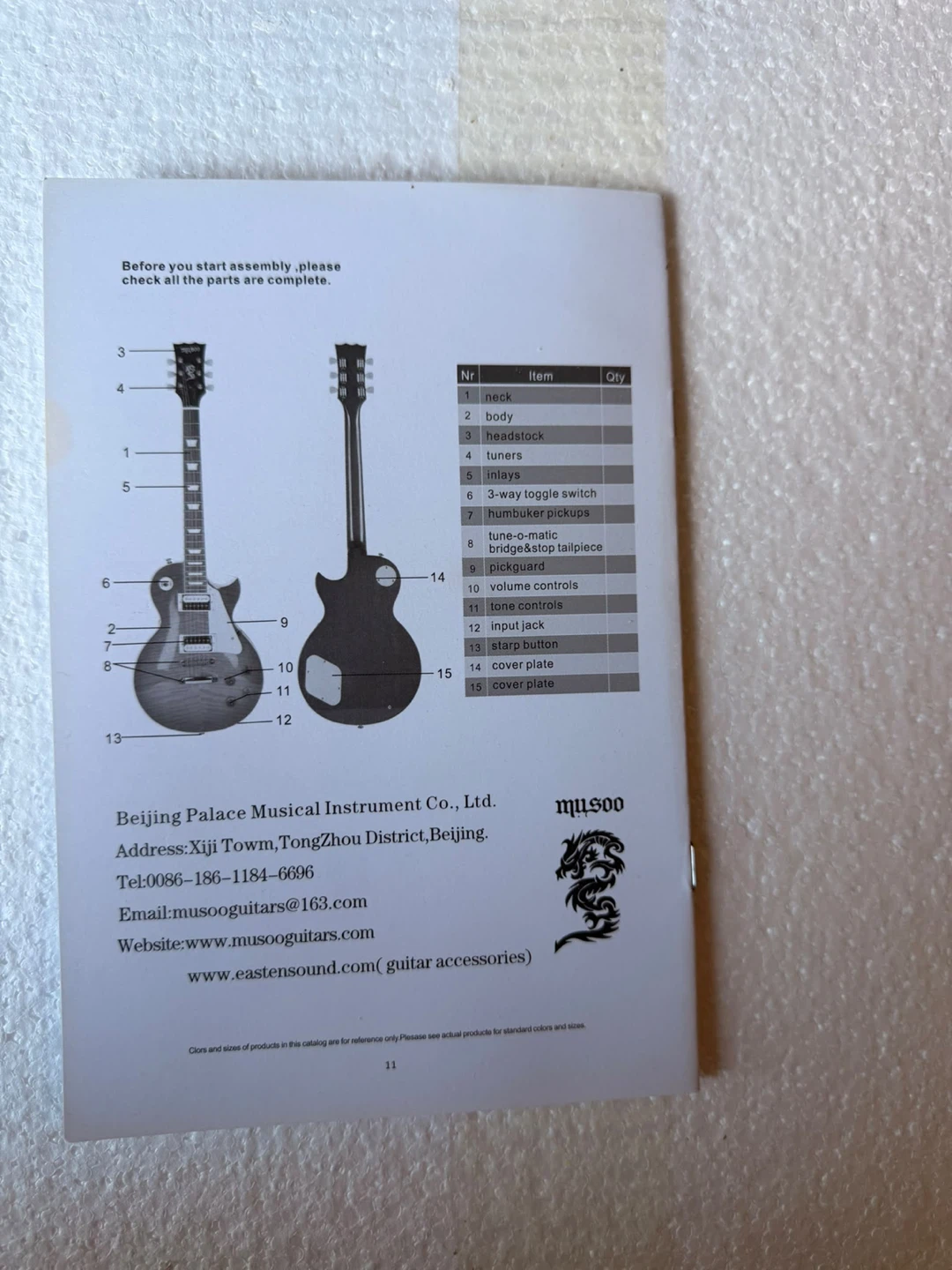 Musoo DIY Electric Guitar Kit Semi-Hollow