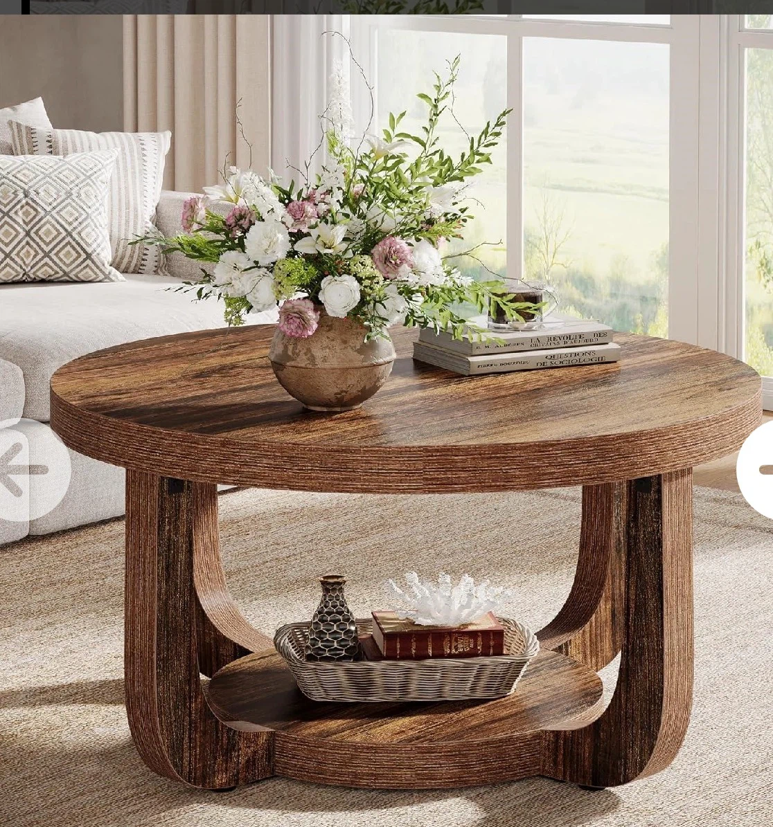 Round Wood Coffee Table - photo 3