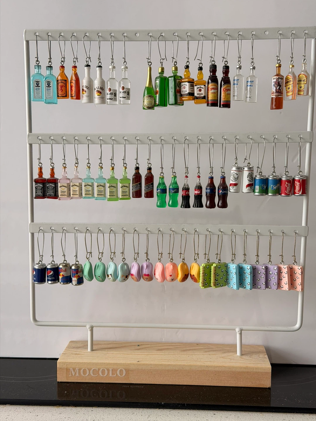 Miniature novelty drink bottle and can earrings