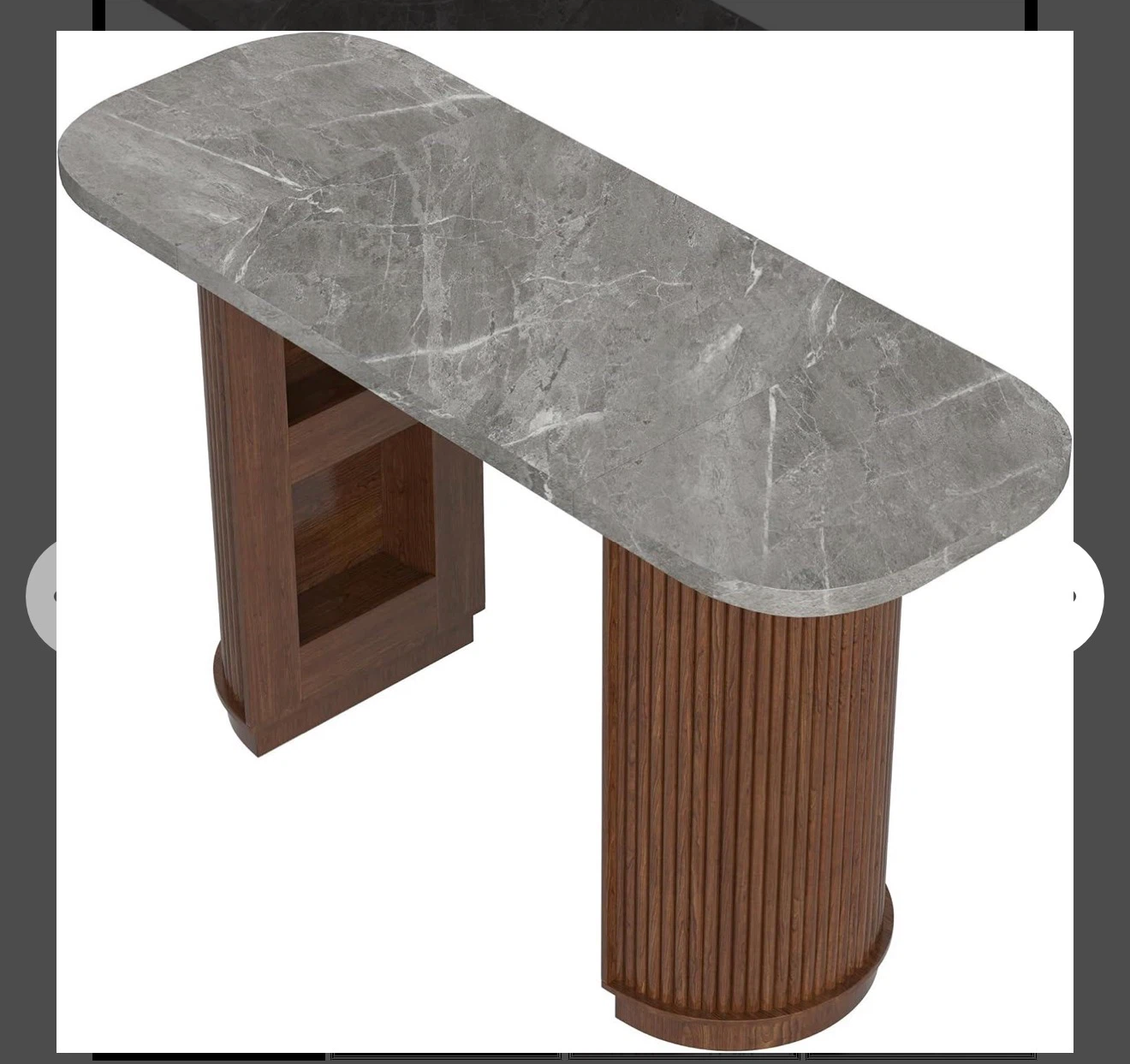 Modern Fluted Wood Console Table with Stone Top - photo 2